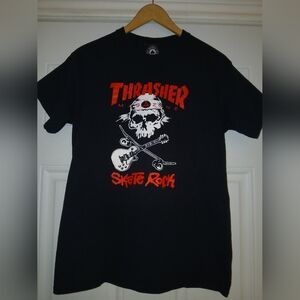 Vintage Thrasher Skate Rock T Shirt Tee Mens Medium Black Y2K Grunge